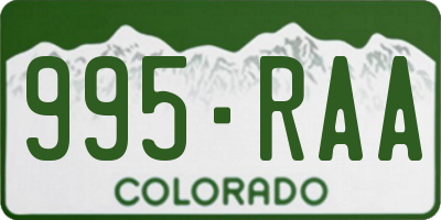 CO license plate 995RAA