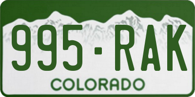 CO license plate 995RAK