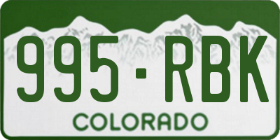 CO license plate 995RBK
