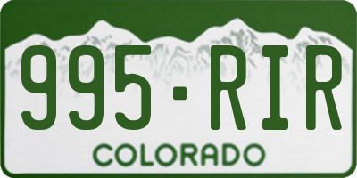 CO license plate 995RIR