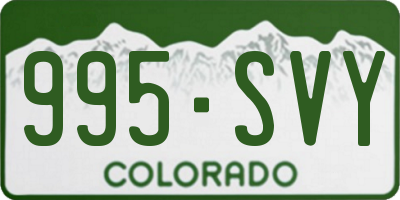 CO license plate 995SVY