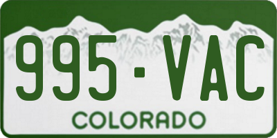 CO license plate 995VAC