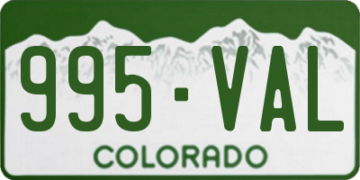CO license plate 995VAL