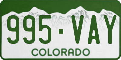 CO license plate 995VAY