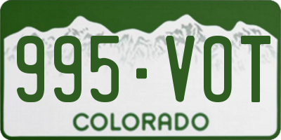 CO license plate 995VOT