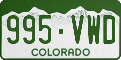 CO license plate 995VWD
