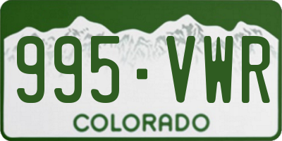 CO license plate 995VWR
