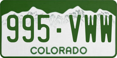 CO license plate 995VWW