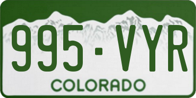 CO license plate 995VYR