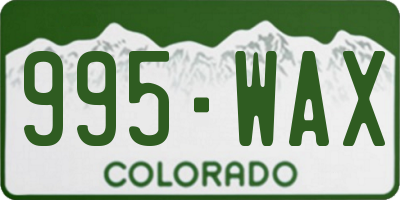 CO license plate 995WAX