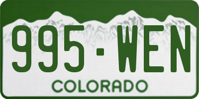 CO license plate 995WEN