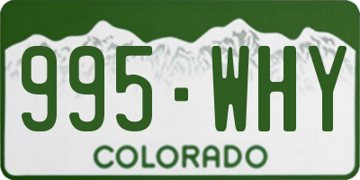 CO license plate 995WHY