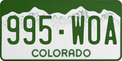 CO license plate 995WOA