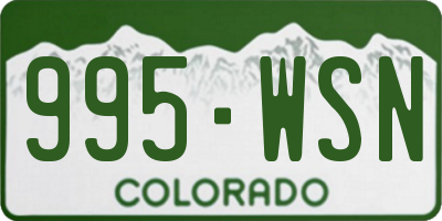 CO license plate 995WSN