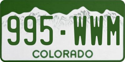 CO license plate 995WWM