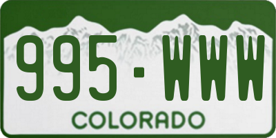 CO license plate 995WWW