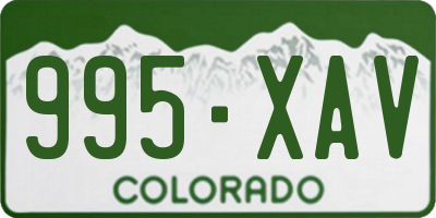 CO license plate 995XAV