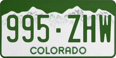 CO license plate 995ZHW
