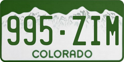 CO license plate 995ZIM