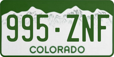 CO license plate 995ZNF