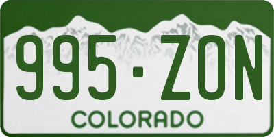 CO license plate 995ZON