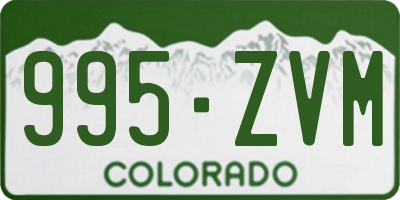 CO license plate 995ZVM