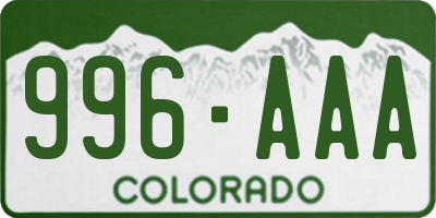 CO license plate 996AAA
