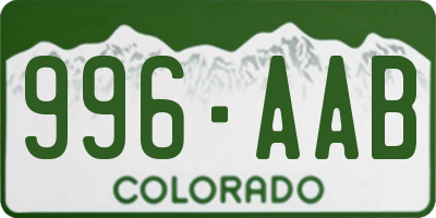 CO license plate 996AAB