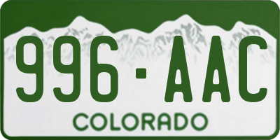 CO license plate 996AAC
