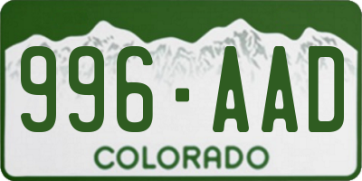 CO license plate 996AAD