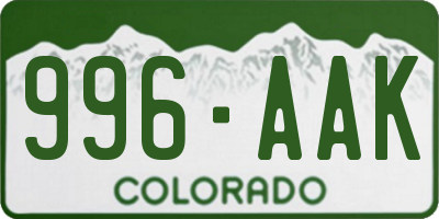 CO license plate 996AAK