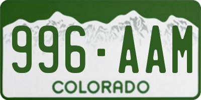 CO license plate 996AAM