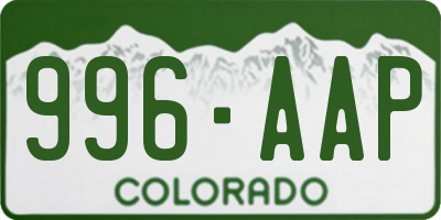 CO license plate 996AAP