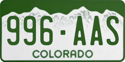 CO license plate 996AAS