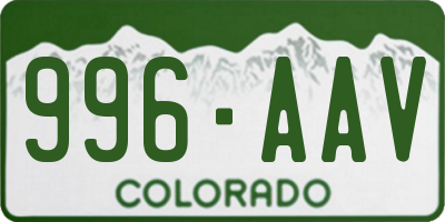 CO license plate 996AAV