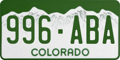 CO license plate 996ABA