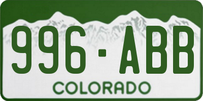 CO license plate 996ABB