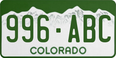 CO license plate 996ABC