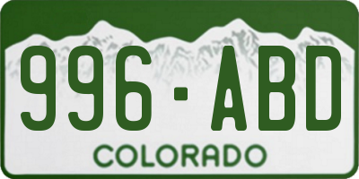 CO license plate 996ABD