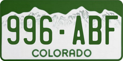 CO license plate 996ABF