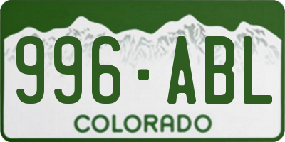 CO license plate 996ABL