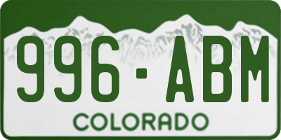 CO license plate 996ABM