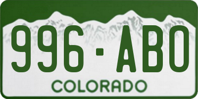 CO license plate 996ABO