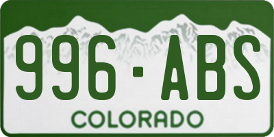 CO license plate 996ABS