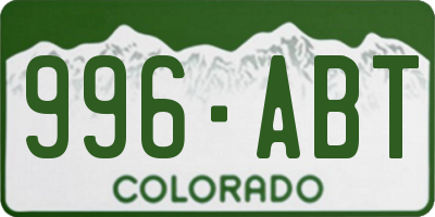 CO license plate 996ABT