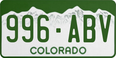 CO license plate 996ABV