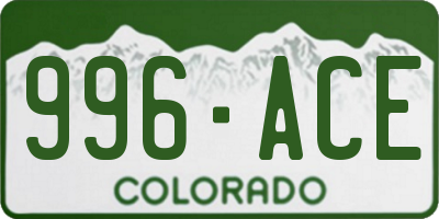 CO license plate 996ACE