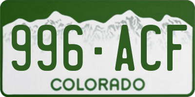 CO license plate 996ACF
