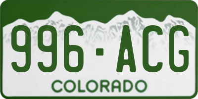 CO license plate 996ACG