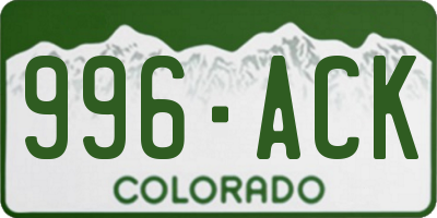 CO license plate 996ACK